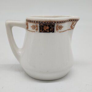 Vintage Syracuse China Creamer Pitcher With Ornate Brown & Gold Trim 2.5"